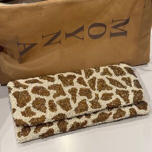 Moyna Giraffe Pattern Beaded Clutch